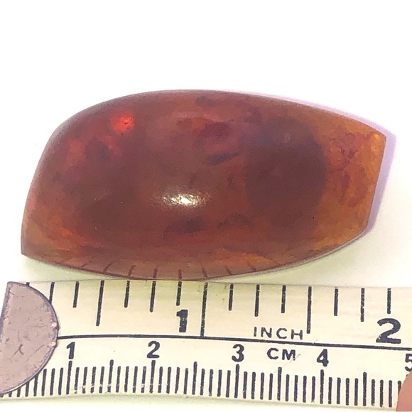 VTG 1970s Klaningrad Amber Factory Real Amber Stone Brooch 1.9” x .9” Stamped - Picture 6 of 7